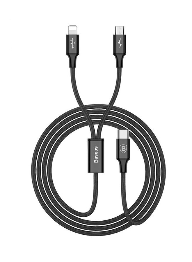 Baseus Rapid Series 2-In-1 8-Pin And Micro USB To Type-C Cable Black/Silver - Image 1