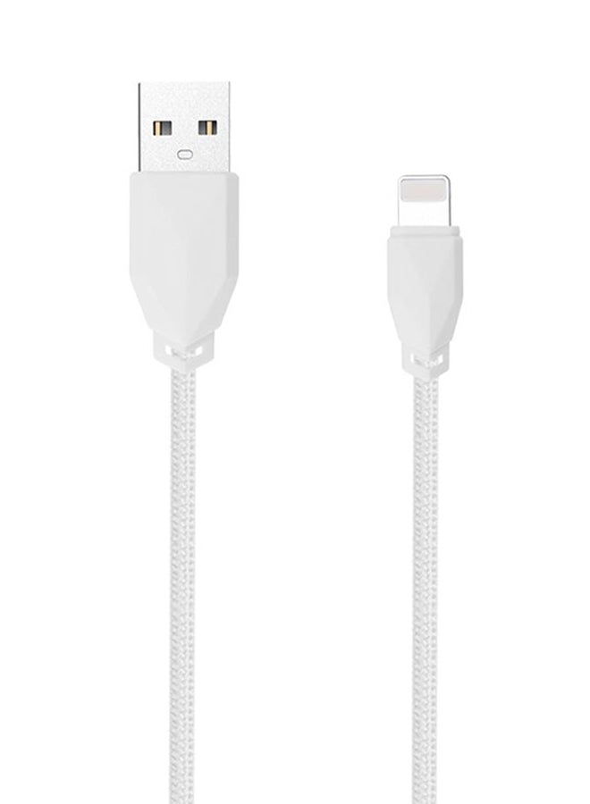 Awei Universal Nylon Braided 8-Pin USB Data Sync Charging Cable White