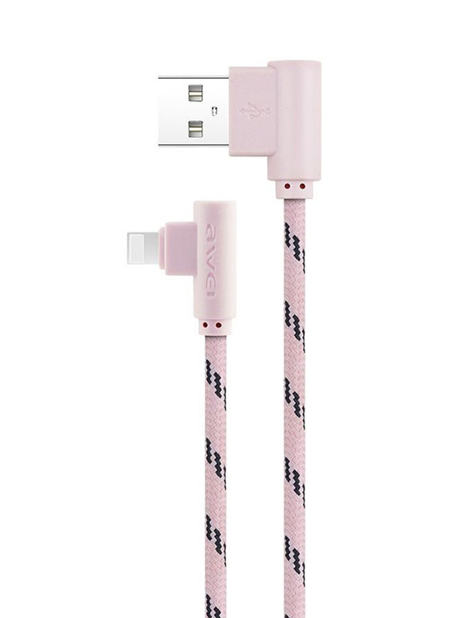 8-Pin L Shape Connector Transfer Data Synchronization Charging Cord Rose Gold