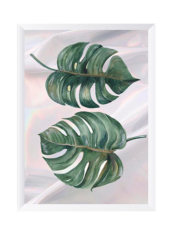 LOWHA Decorative Wooden Framed Wall Art Painting Green/White 32x22centimeter