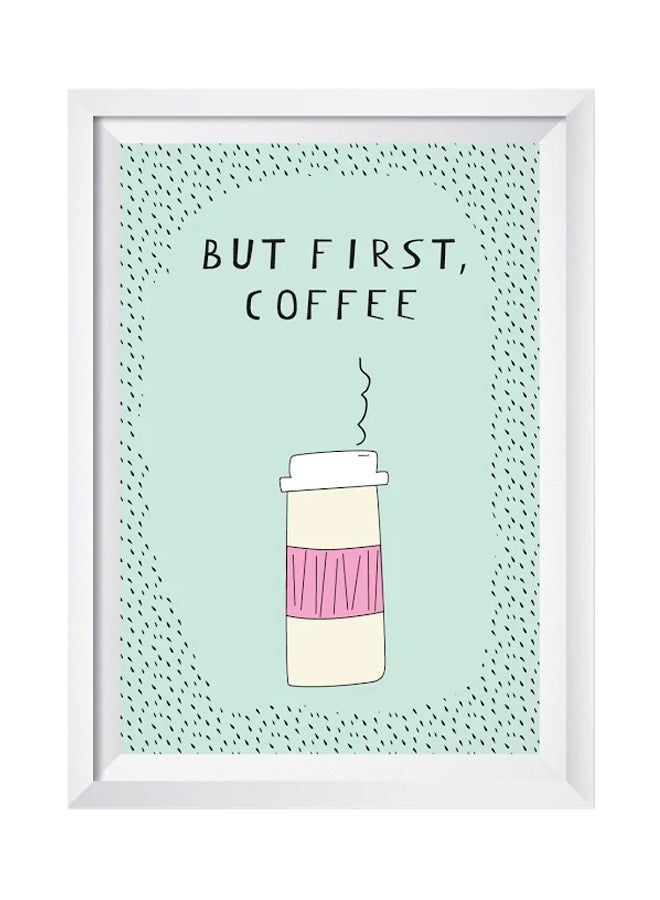 لوحة فنية بإطار خشبي أخضر/أبيض 22x32سم