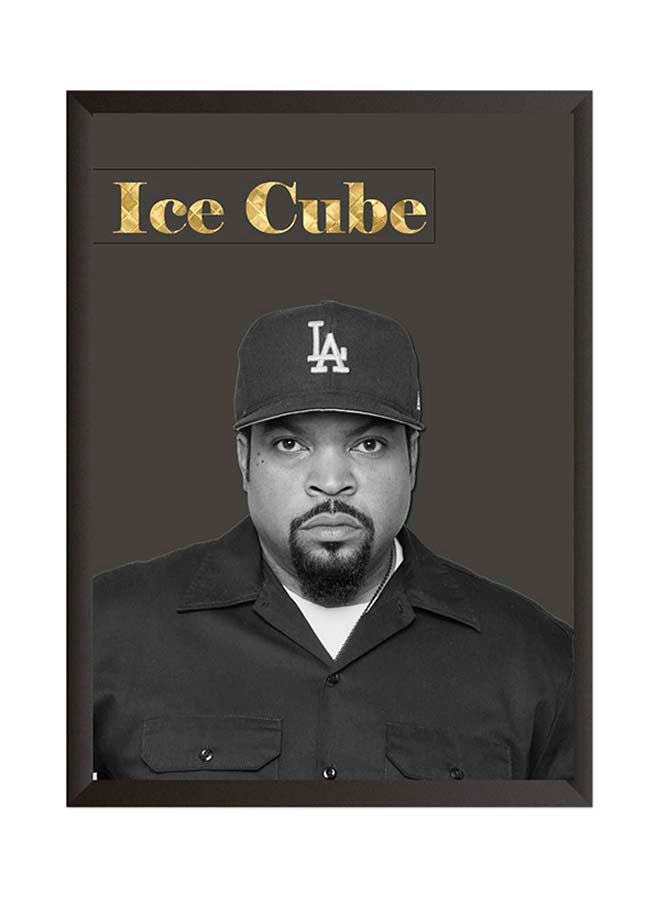 لوحة فنية بإطار خشبي بني\أسود\رمادي 22x32سم