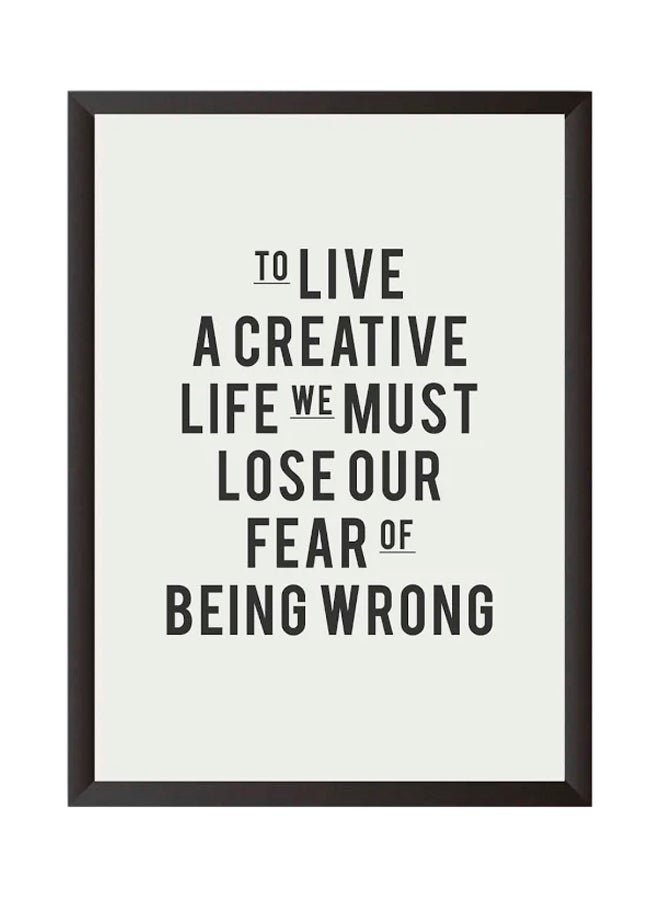 لوحة فنية بإطار خشبي أسود/ أبيض 22x32سم