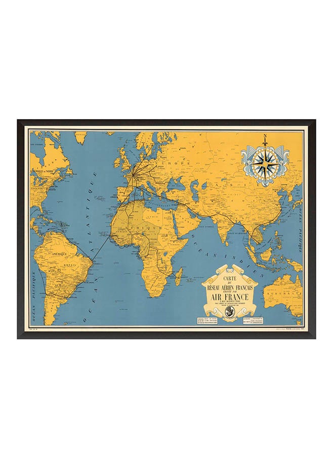 لوحة فنية بإطار خشبي أزرق/أصفر 22x32سم