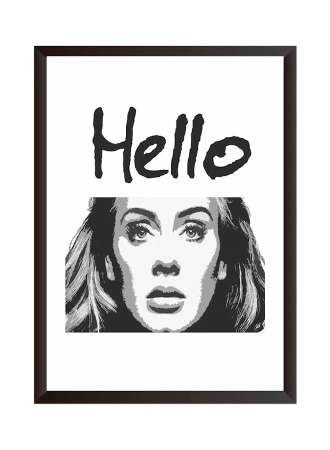 LOWHA Hello Wooden Frame Wall Art White/Black 32 x 22cm
