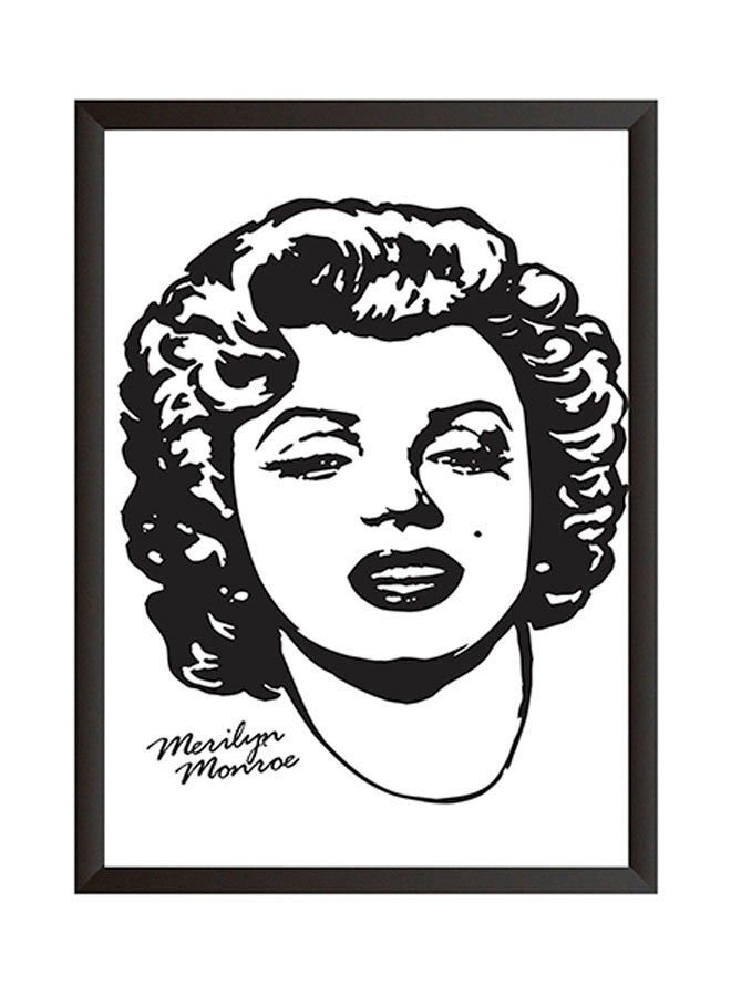 LOWHA Merilyn Monroe Wooden Frame Wall Art Painting Black/White 32x22cm