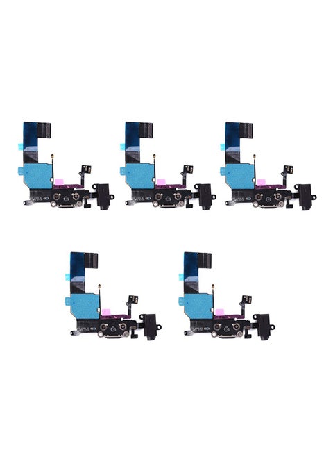 5-Piece Headphone Audio Charging Data USB Port Flex Cable Replace Parts For Apple iPhone 5C Black
