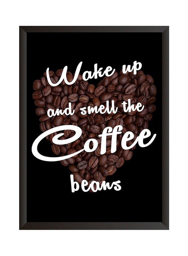 لوحة فنية بإطار خشبي بني / أسود / أبيض 22x32سم