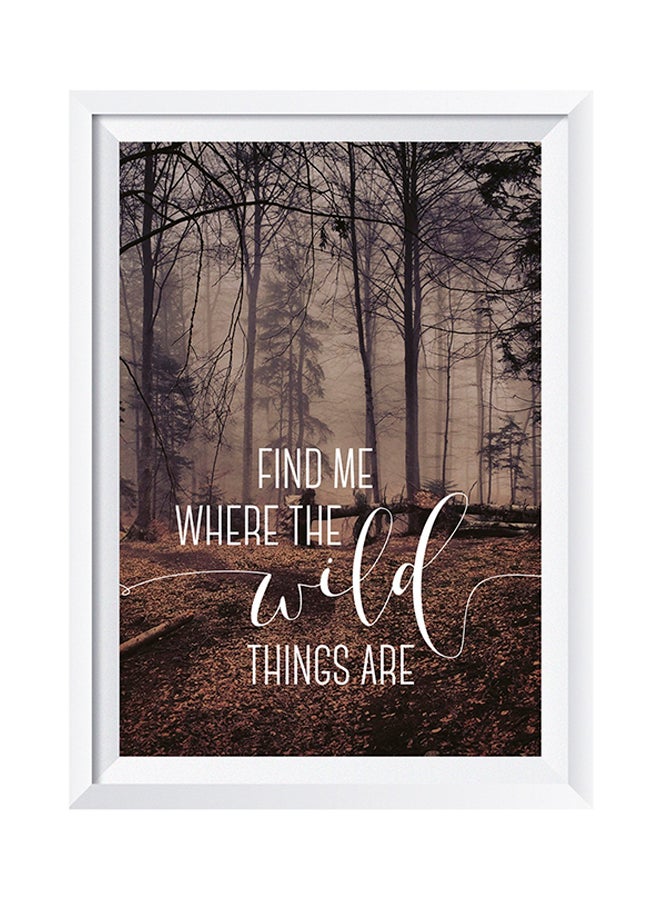 لوحة فنية لديكور الحائط بإطار خشبي البني/الأبيض 32x22سم