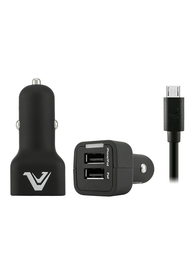 Dual USB Car Charger With Micro USB Cable Black - v1523365206/N14101953A_1