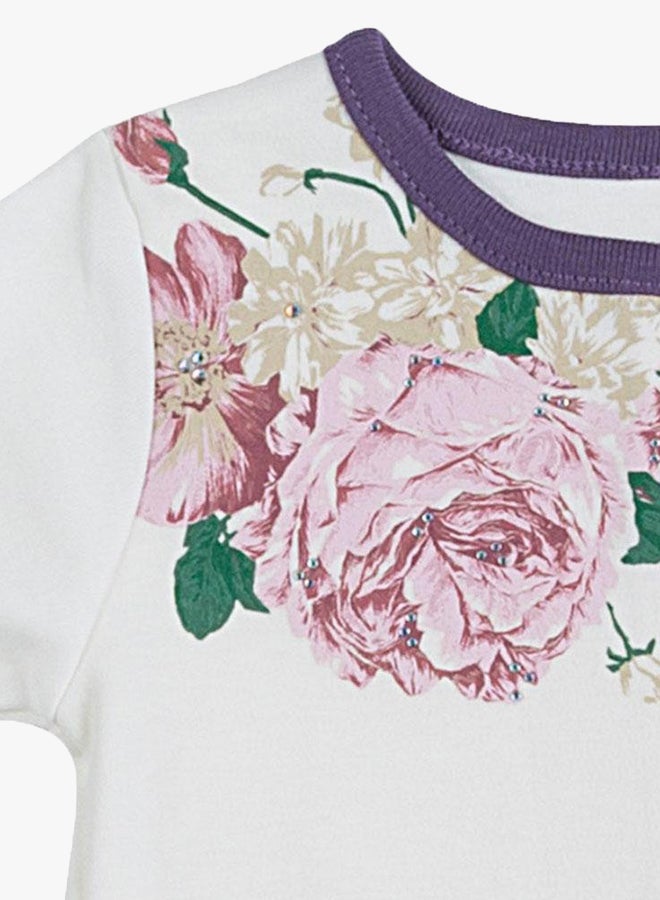 bluebell Classic Style Floral Printed Jacket White/Purple  - Image 3