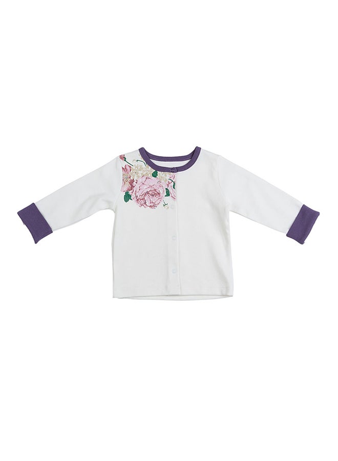 bluebell Classic Style Floral Printed Jacket White/Purple  - Image 1