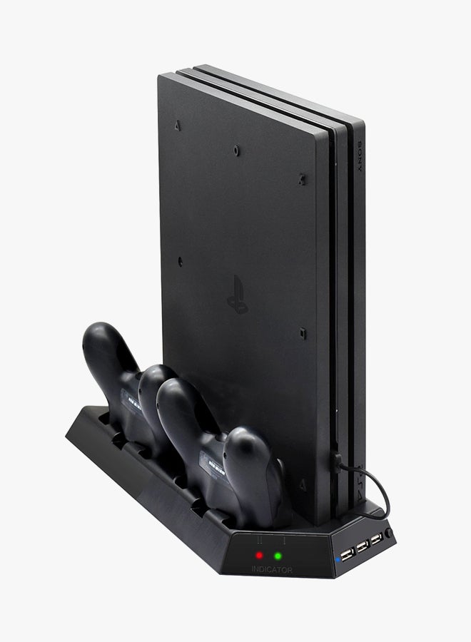 حامل شحن سلكي عمودي مزود بثلاثة منافذ USB مع تخزين أقراص مضغوطة لجهاز PlayStation 4 - Image 2