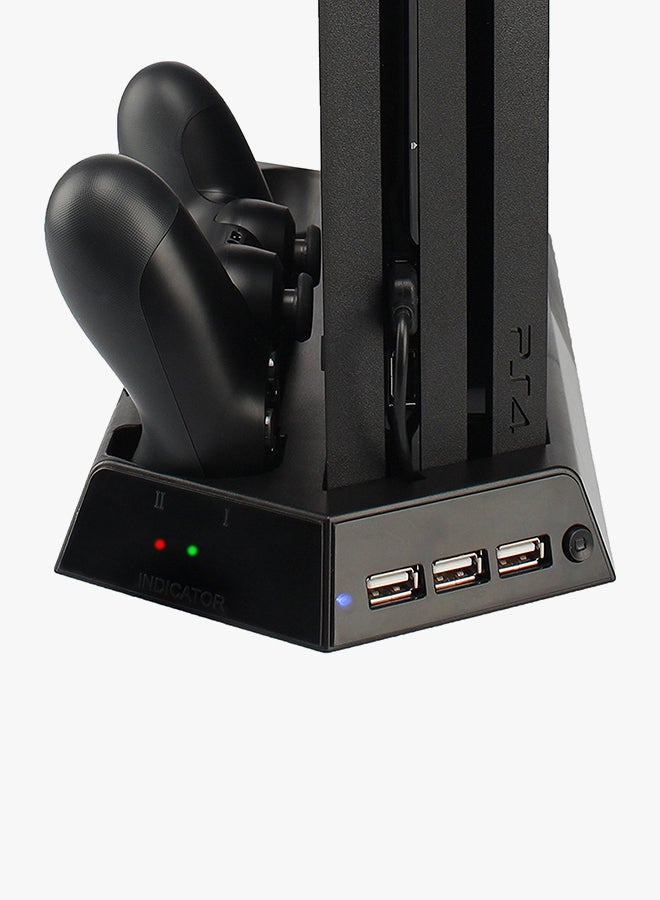 حامل شحن سلكي عمودي مزود بثلاثة منافذ USB مع تخزين أقراص مضغوطة لجهاز PlayStation 4 - Image 3