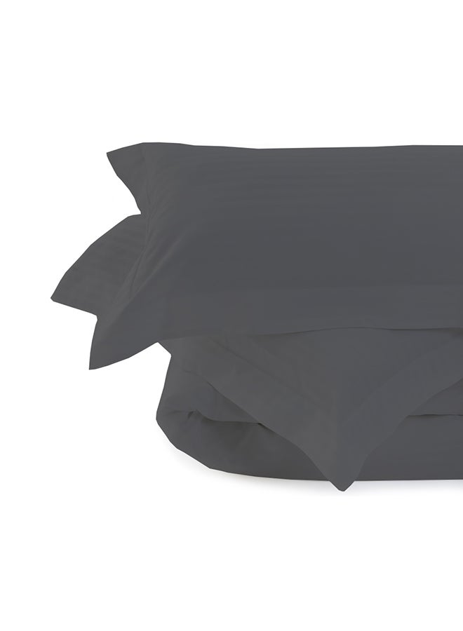 MISR Linen 4-Piece Stripe Collection Bedding Set Cotton Dark Grey King - Image 2