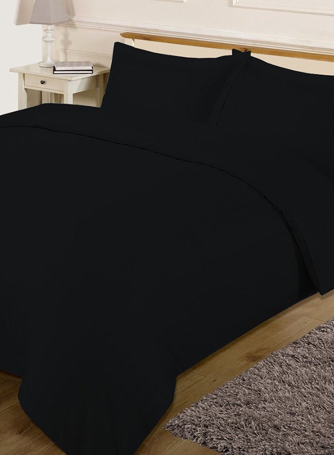 MISR Linen - 3-Piece Stripe Collection Duvet Cover Set Cotton Black - Image 1