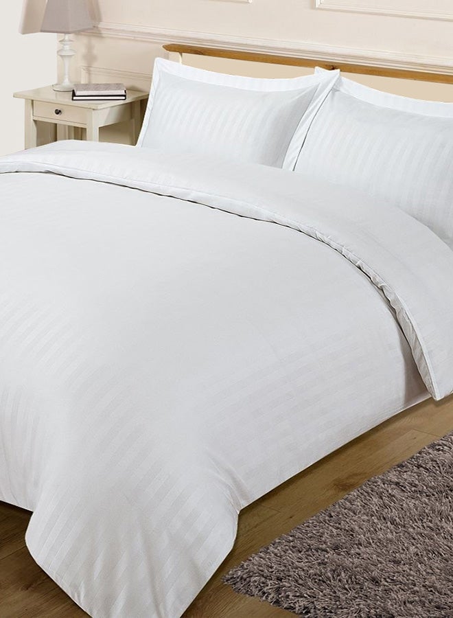 MISR Linen - 3-Piece Stripe Collection Duvet Cover Set Cotton White - Image 1
