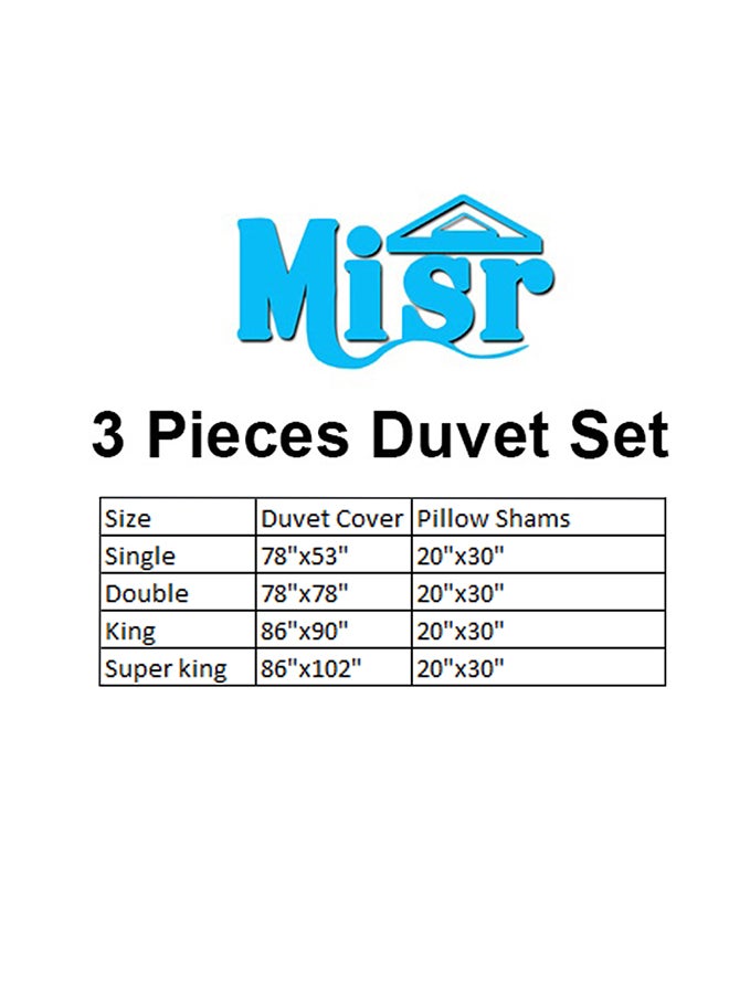 MISR Linen 3-Piece Stripe Collection Duvet Cover Set Cotton Silver - Image 3