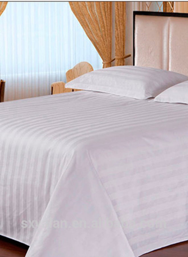 MISR Linen 3-Piece Stripe Collection Flat Sheet Set Cotton White - Image 1