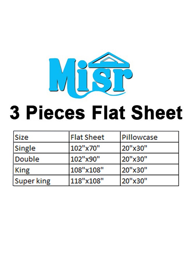 MISR Linen 3-Piece Stripe Collection Flat Sheet Set Cotton White - Image 4