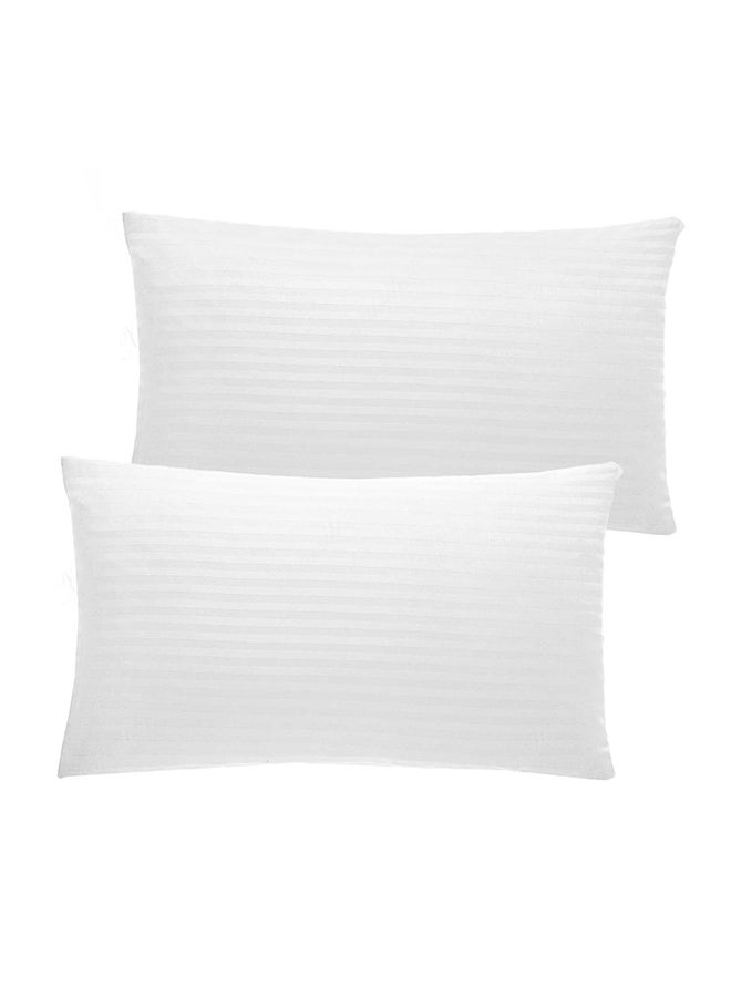 MISR Linen Set Of 2 Stripe Collection Pillowcases Cotton White 20 x 30cm - Image 1