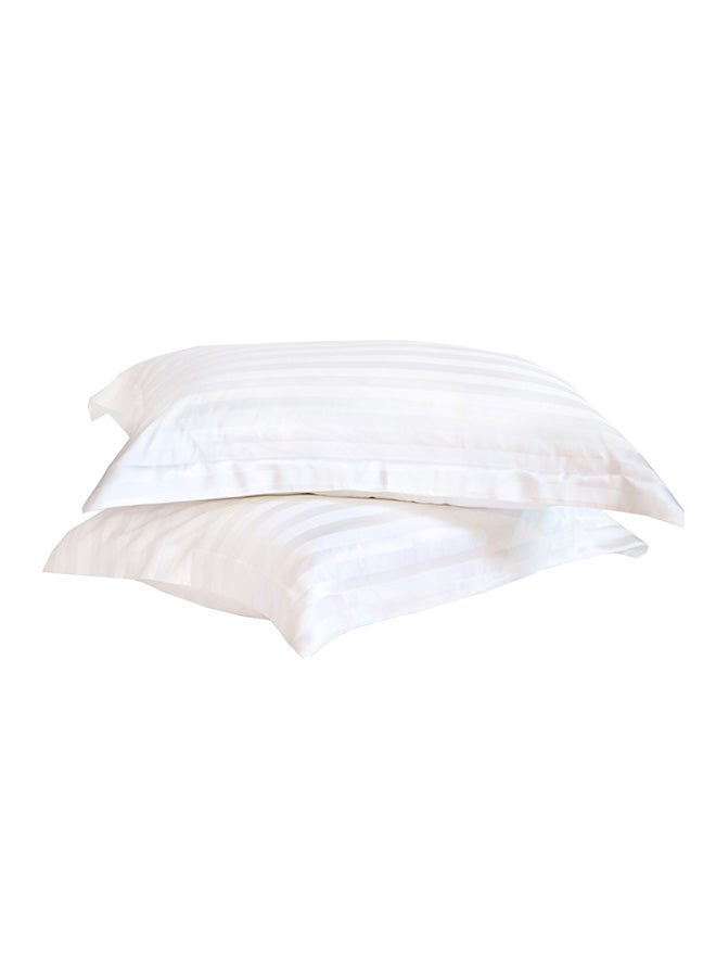 MISR Linen - 2-Piece Stripe Collection Oxford Pillowcase Set Cotton White 20 x 30inch - Image 1