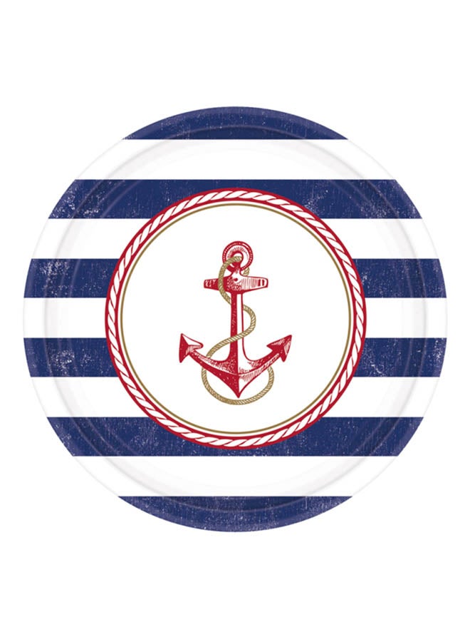 Amscan 8-Piece Anchor Printed Plate Set 9inch Kids Birthday Party Tableware, Party Supplies 9inch