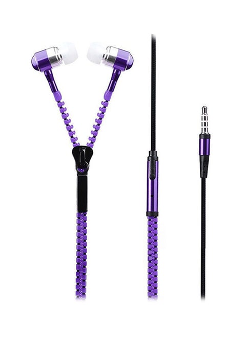 In-Ear Zipper Stereo Headphones Purple
