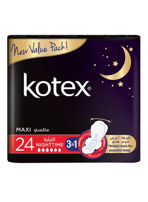 3-in-1 Maxi Night Time Value Pack 24 Pads White
