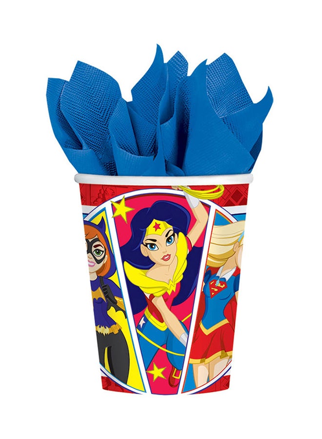 أمسكان مجموعة أكواب ورقية بنمط  دي سي سوبر هيرو من 8 قطع