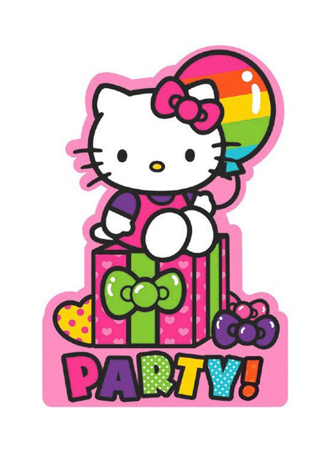 أمسكان طقم بطاقات دعوة للحفلات بتصميم هالو كيتي بألوان قوس قزح مكون من 8 قطع .