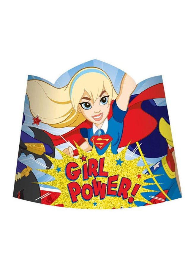 أمسكان مجموعة تيجان ورقية للزينة بطبعة لأبطال دي سي الخارقين، من 8 قطع