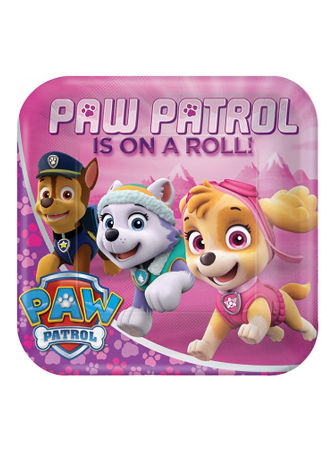 Amscan 8-Piece Printed Paw Patrol Square Plate Set 9inch