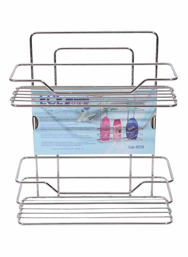 2-Tier Turkish Shampoo Storage Shelf Silver