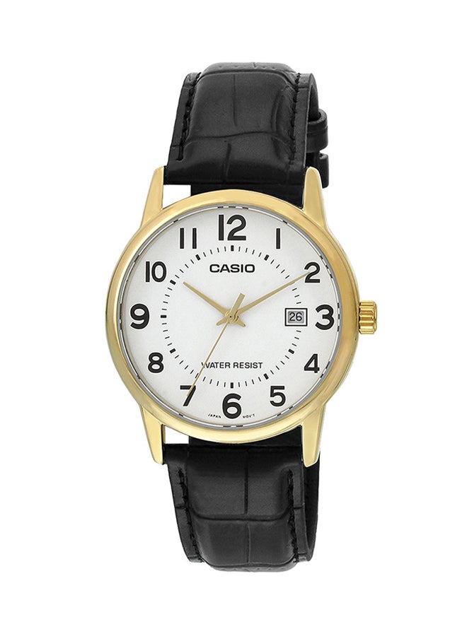 كاسيو ساعة يد بعقارب وسوار من الجلد طراز MTP-V002GL-7B2UDF - 37 مم - لون أسود للرجال - Image 1