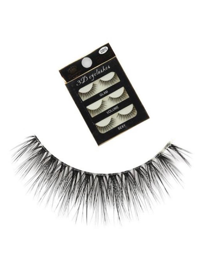 Pair Of 3 Cotton Thread False Eyelashes Black