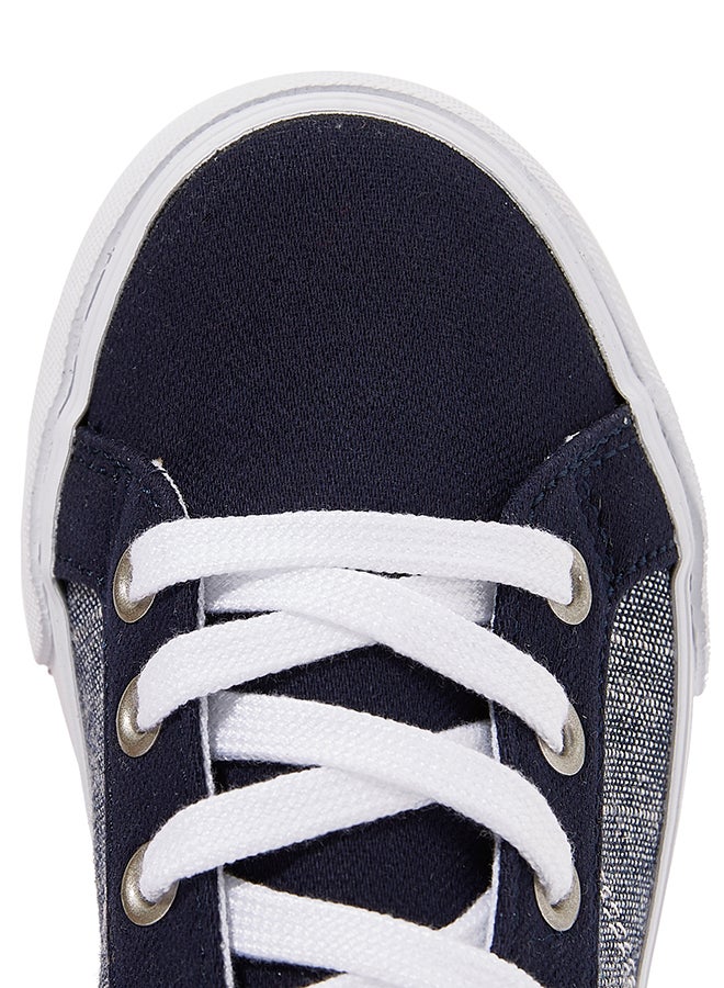 GYMBOREE Mixed Media Lace Up Sneakers Navy - Image 3