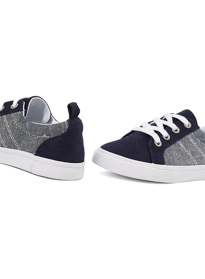 GYMBOREE Mixed Media Lace Up Sneakers Navy - Image 4