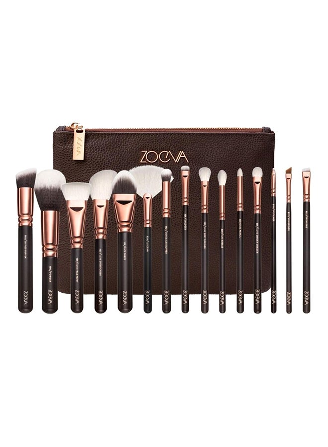 Zoeva - 15-Piece Vol. 1 Face And Eye Makeup Brush Multi Use Set Brown/Rose Gold/Black - Image 1