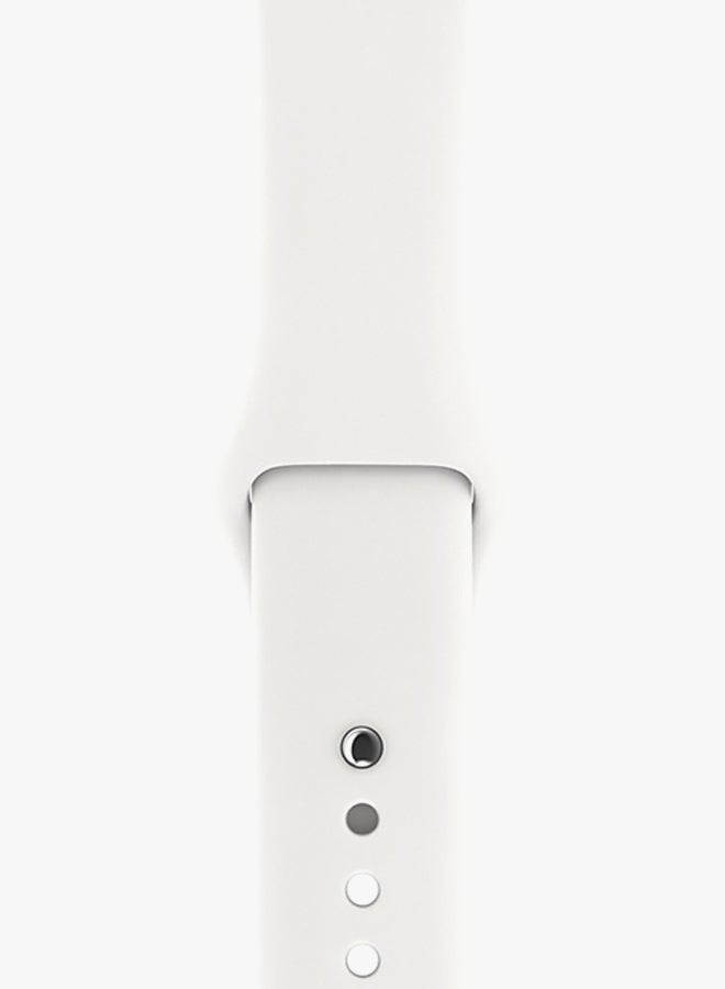 Apple - Watch Series 3 GPS+Cellular Silver Stainless Steel Case With  Sport Band 38mm Soft White - Image 1