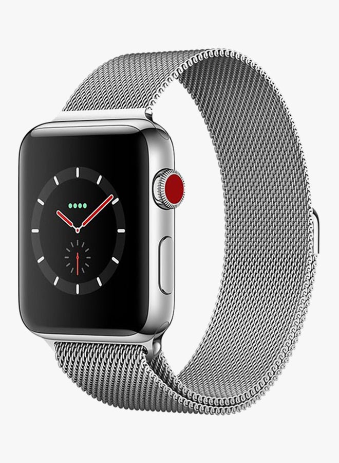 Apple - GPS + Cellular Stainless Steel Case Watch Series 3 With Milanese Loop 38mm Silver - Image 1