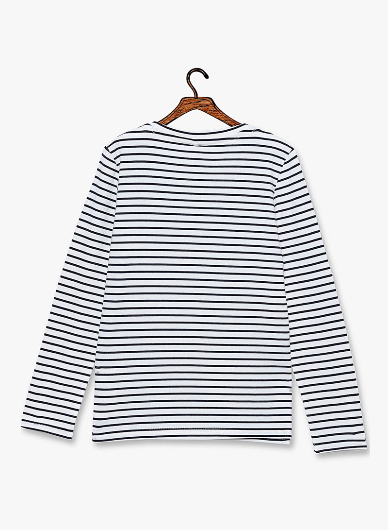 NAME IT Kids Striped Sequined Long Sleeve T-Shirt White  - Image 3