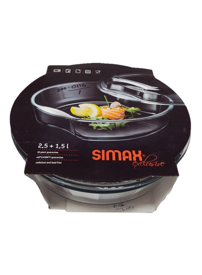 SIMAX Round Casserole With Lid Clear 2.5L + 1.5Lcm