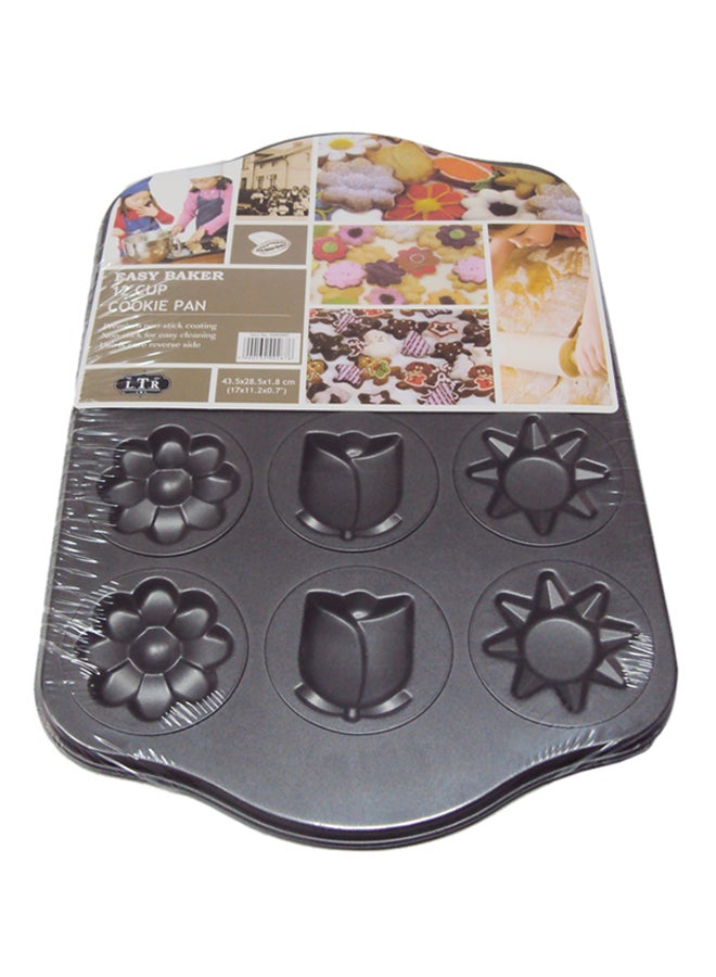 RL Industry 12-Cup Cookie Pan Black 43.5x1.2x28.4cm 