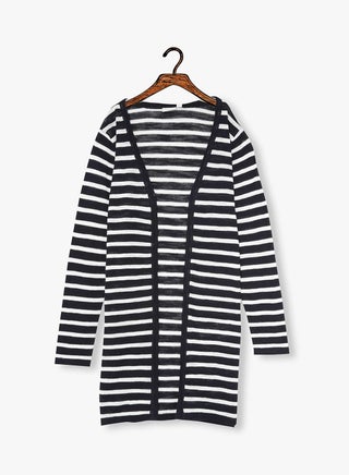 Striped Long Sleeve Cardigan Navy Blue - v1524036671/N14320603V_1