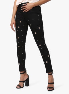 Rivet Detail Skinny Jeans Black - v1524037420/N14328857V_1