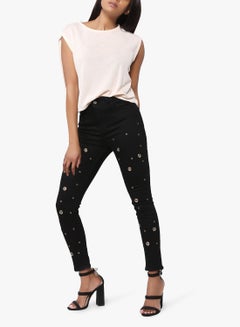 Rivet Detail Skinny Jeans Black - v1524037421/N14328857V_3