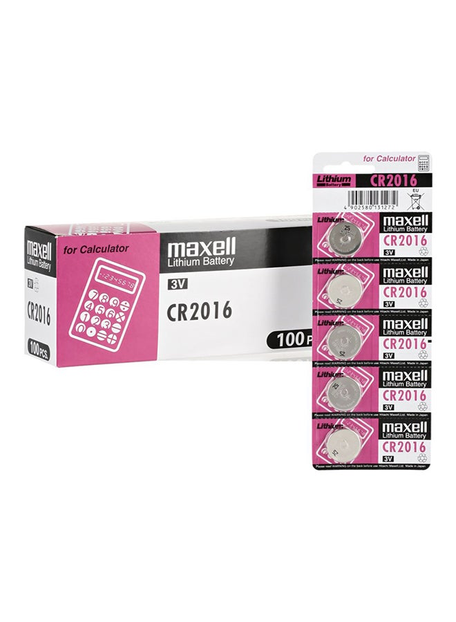 Maxell 100-Piece Lithium Battery Set Silver