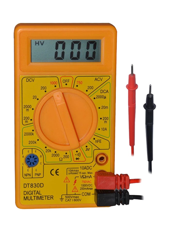 Digital LCD Multimeter Tester Device Yellow/Red/Black 