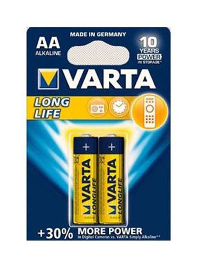 2-Piece AA Long Life Alkaline Battery Set Yellow